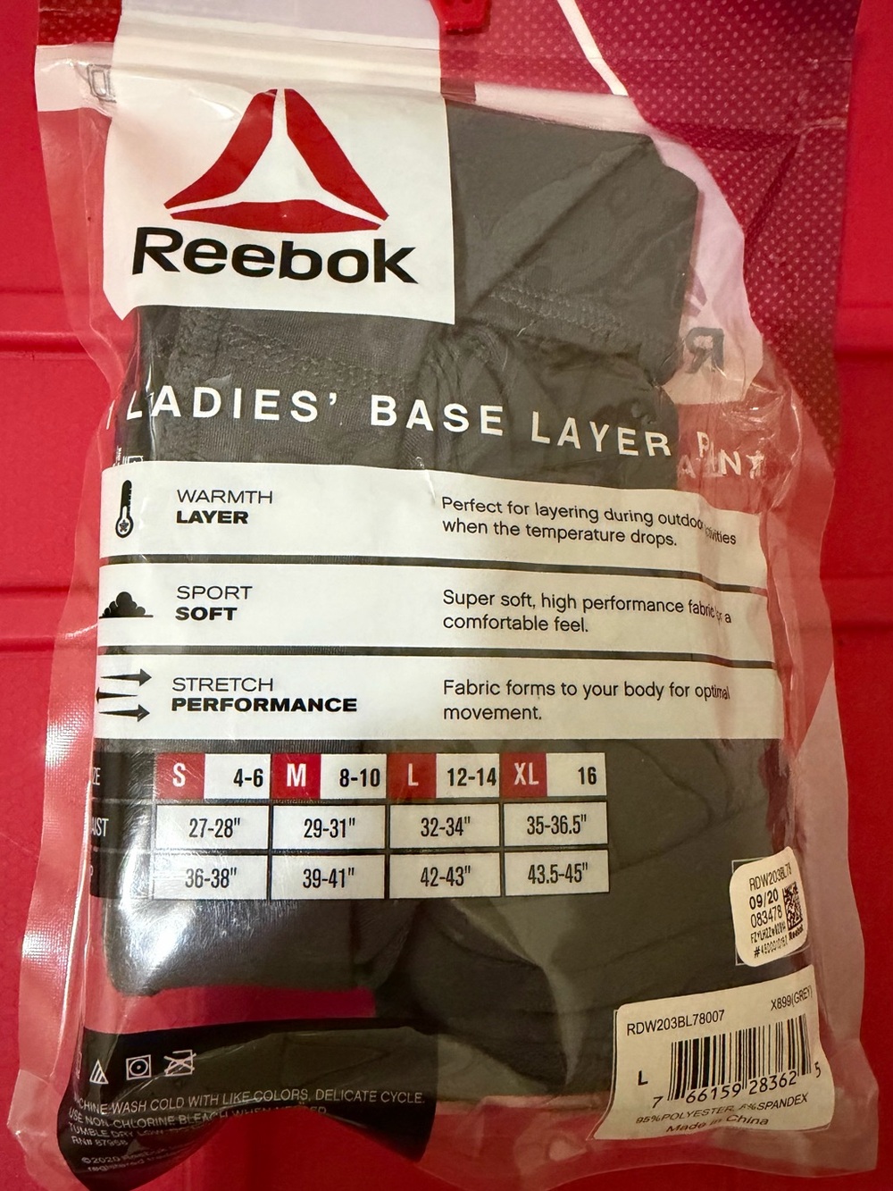 New Reebok Ladies' Base Layer black